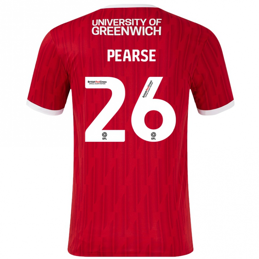 Kids Football Gracie Pearse #26 Red White Home Jersey 2024/25 T-Shirt Nz