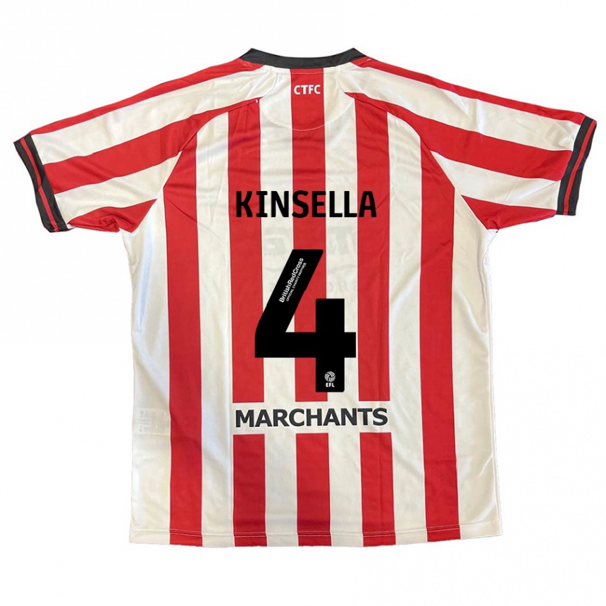 Kids Football Liam Kinsella #4 Red White Home Jersey 2024/25 T-Shirt Nz