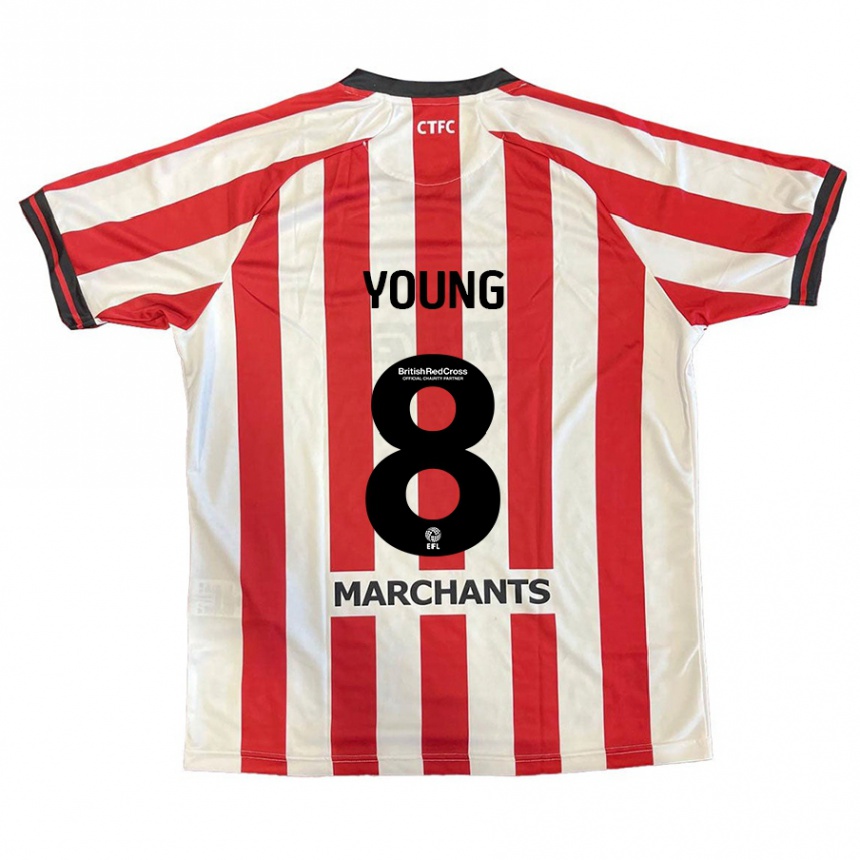 Kids Football Luke Young #8 Red White Home Jersey 2024/25 T-Shirt Nz