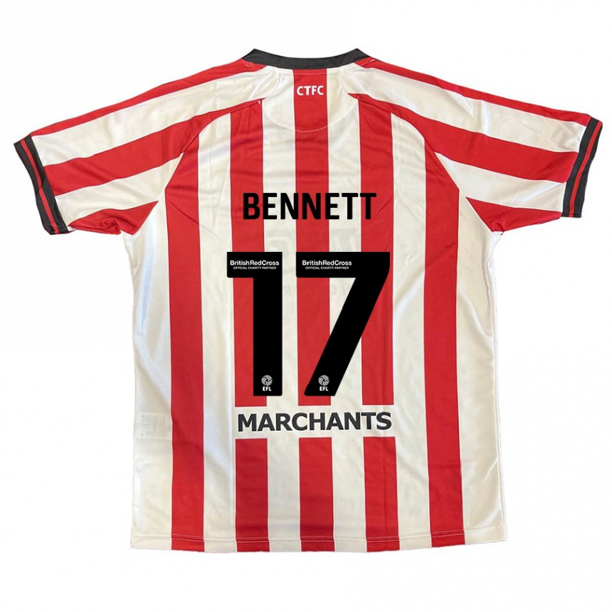 Kids Football Scot Bennett #17 Red White Home Jersey 2024/25 T-Shirt Nz