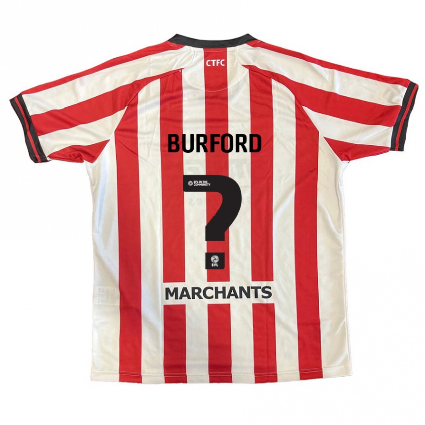 Kids Football Archie Burford #0 Red White Home Jersey 2024/25 T-Shirt Nz