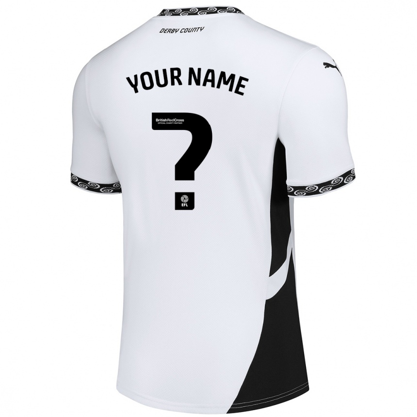 Kids Football Your Name #0 White Black Home Jersey 2024/25 T-Shirt Nz