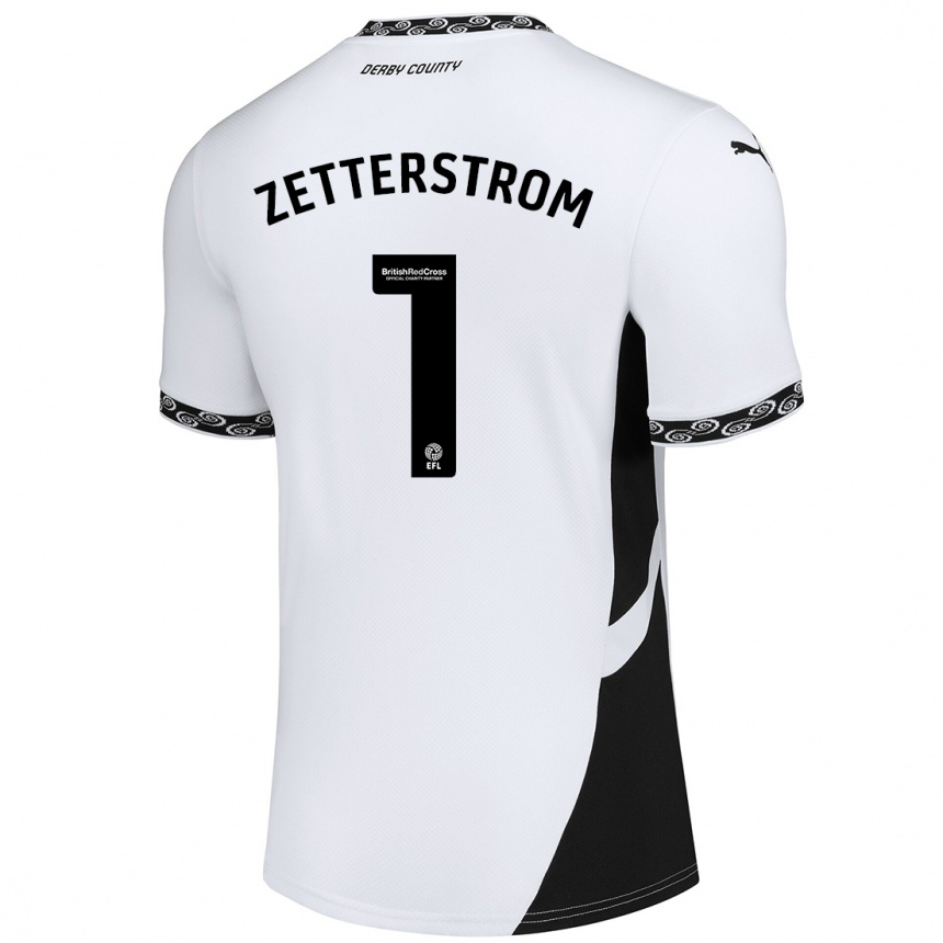 Kids Football Jacob Widell Zetterström #1 White Black Home Jersey 2024/25 T-Shirt Nz