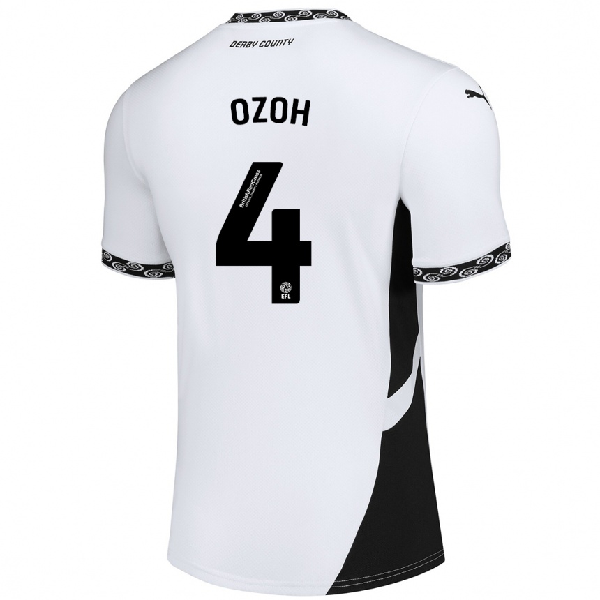 Kids Football David Ozoh #4 White Black Home Jersey 2024/25 T-Shirt Nz