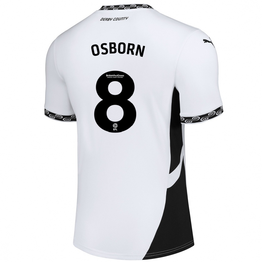 Kids Football Ben Osborn #8 White Black Home Jersey 2024/25 T-Shirt Nz