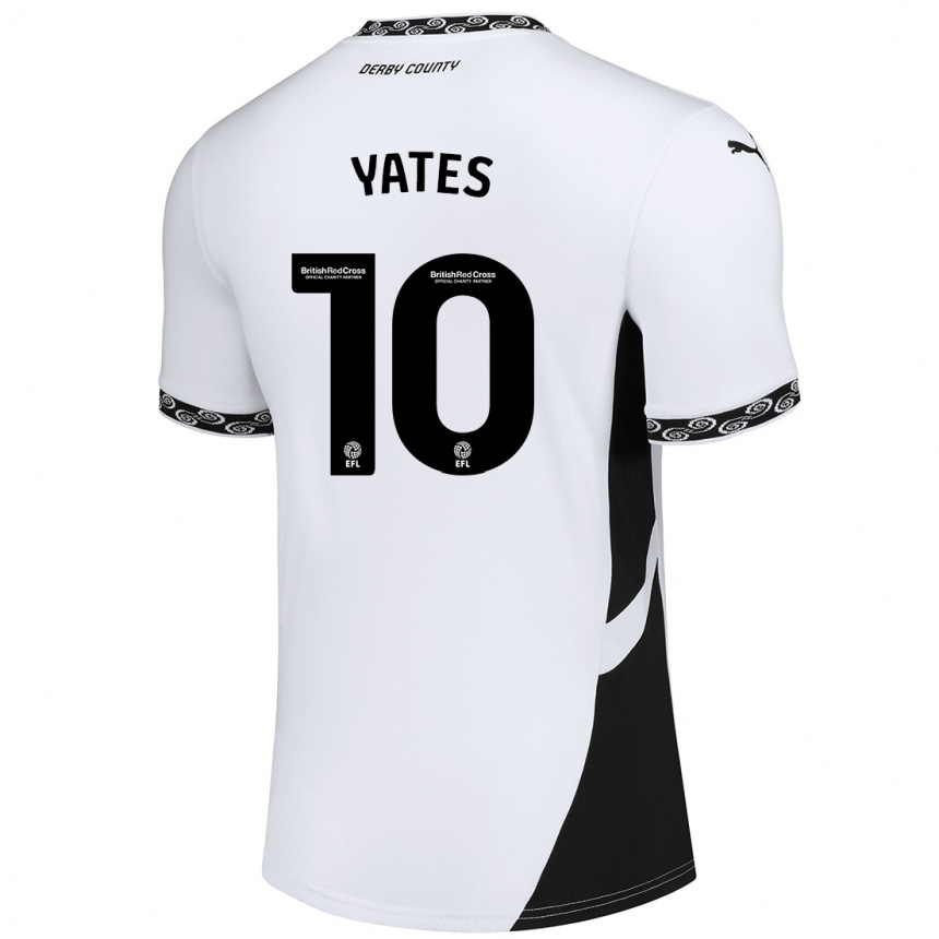 Kids Football Jerry Yates #10 White Black Home Jersey 2024/25 T-Shirt Nz