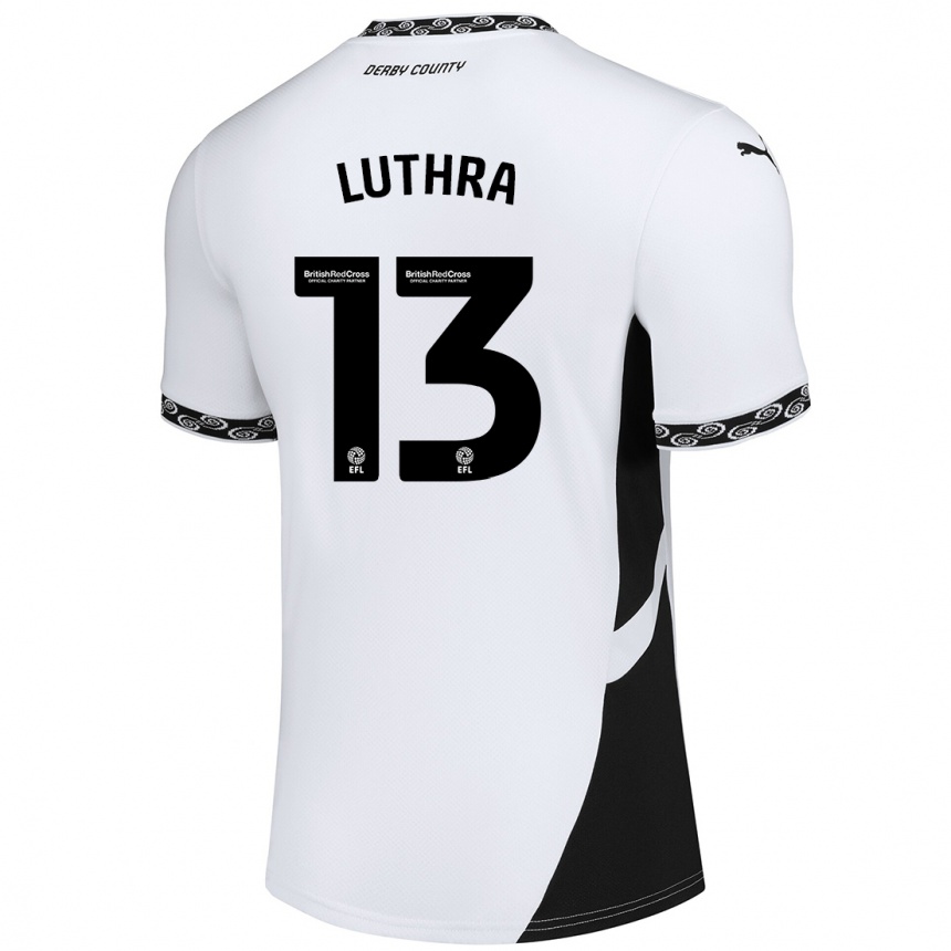 Kids Football Rohan Luthra #13 White Black Home Jersey 2024/25 T-Shirt Nz