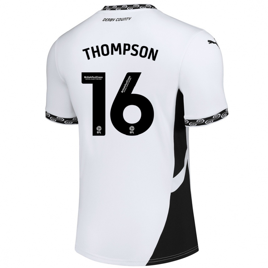 Kids Football Liam Thompson #16 White Black Home Jersey 2024/25 T-Shirt Nz