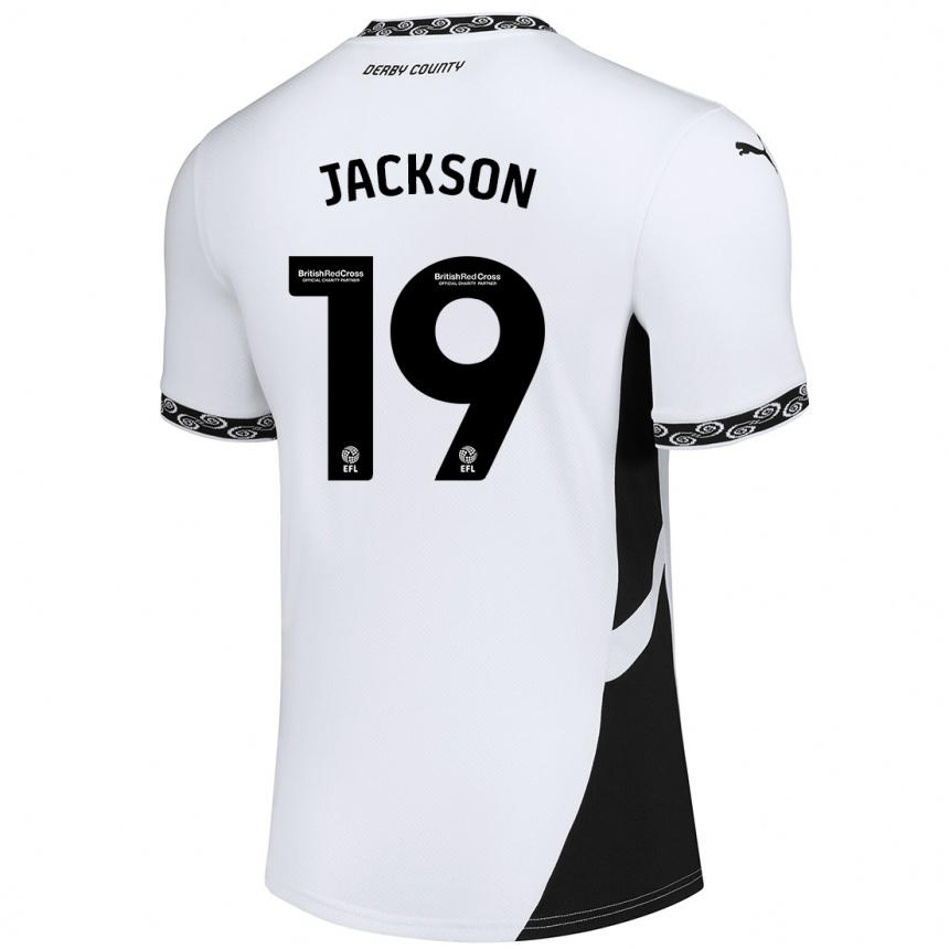 Kids Football Kayden Jackson #19 White Black Home Jersey 2024/25 T-Shirt Nz