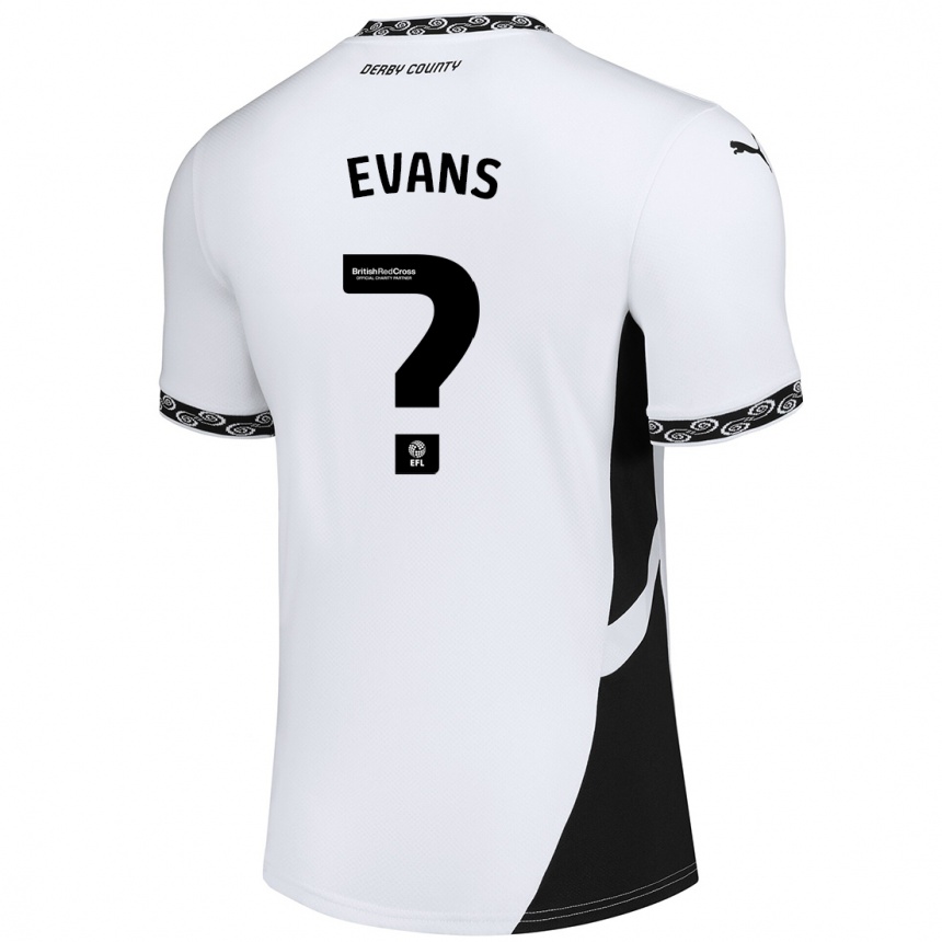 Kids Football Harry Evans #0 White Black Home Jersey 2024/25 T-Shirt Nz