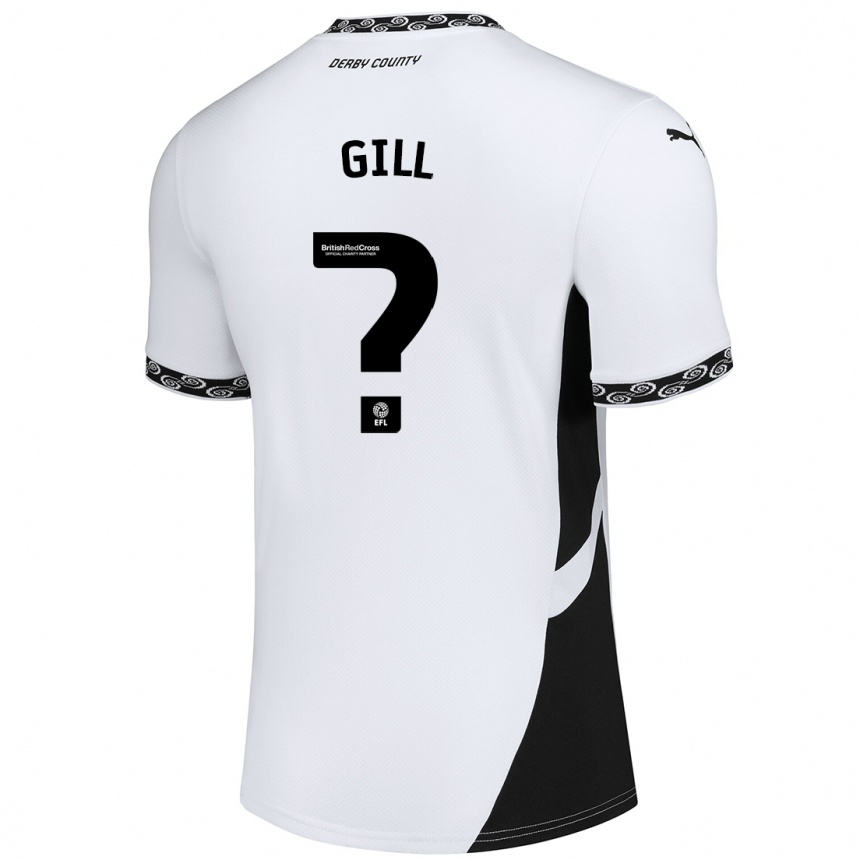 Kids Football Tristan Gill #0 White Black Home Jersey 2024/25 T-Shirt Nz