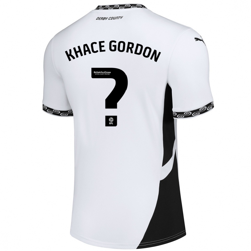 Kids Football Khace Gordon #0 White Black Home Jersey 2024/25 T-Shirt Nz