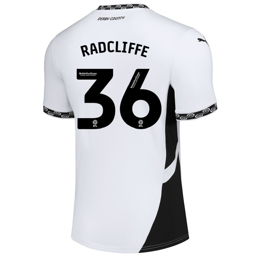 Kids Football Ben Radcliffe #36 White Black Home Jersey 2024/25 T-Shirt Nz