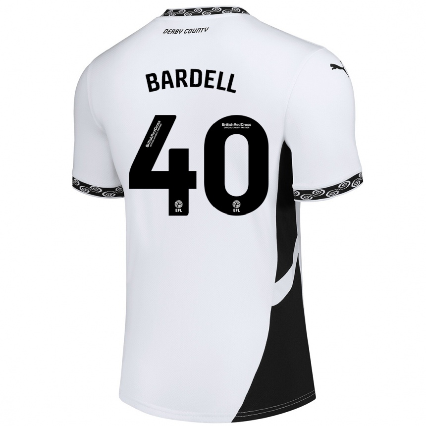 Kids Football Max Bardell #40 White Black Home Jersey 2024/25 T-Shirt Nz