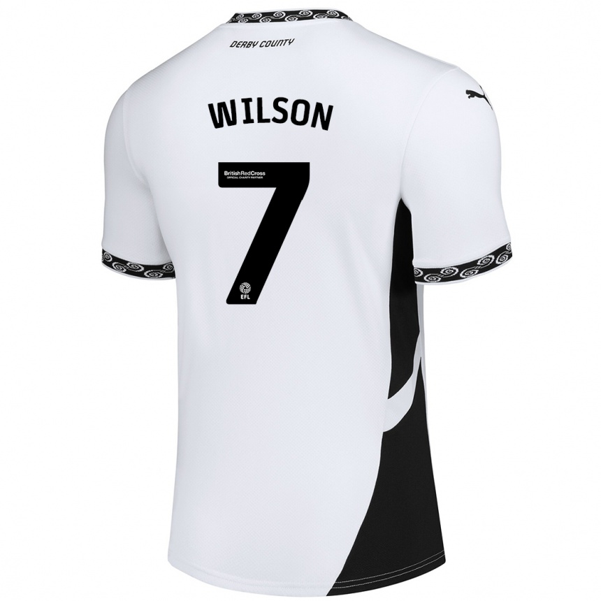 Kids Football Emelia Wilson #7 White Black Home Jersey 2024/25 T-Shirt Nz