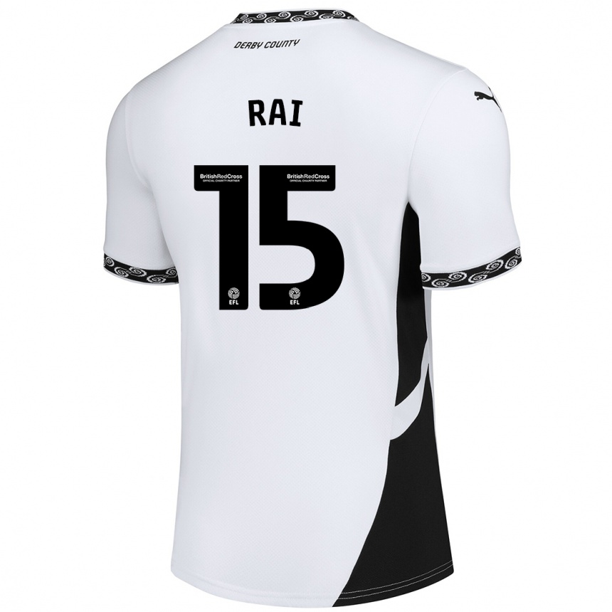 Kids Football Kira Rai #15 White Black Home Jersey 2024/25 T-Shirt Nz