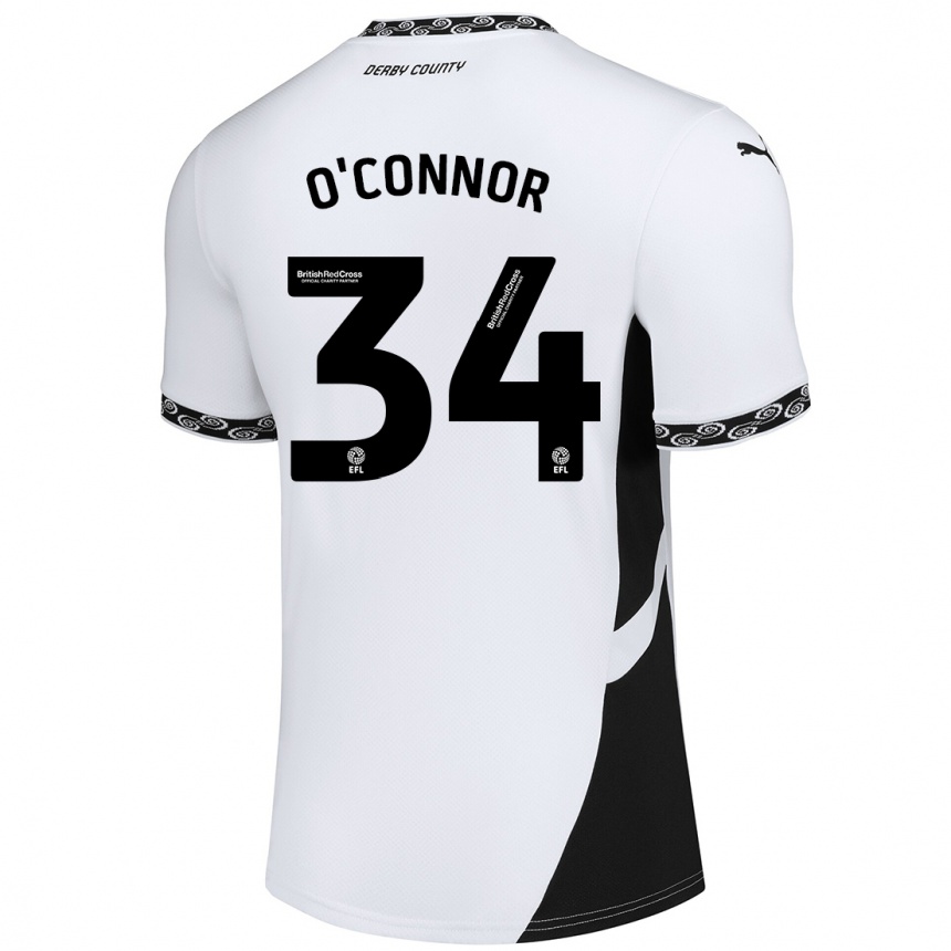 Kids Football Dolcie O'connor #34 White Black Home Jersey 2024/25 T-Shirt Nz