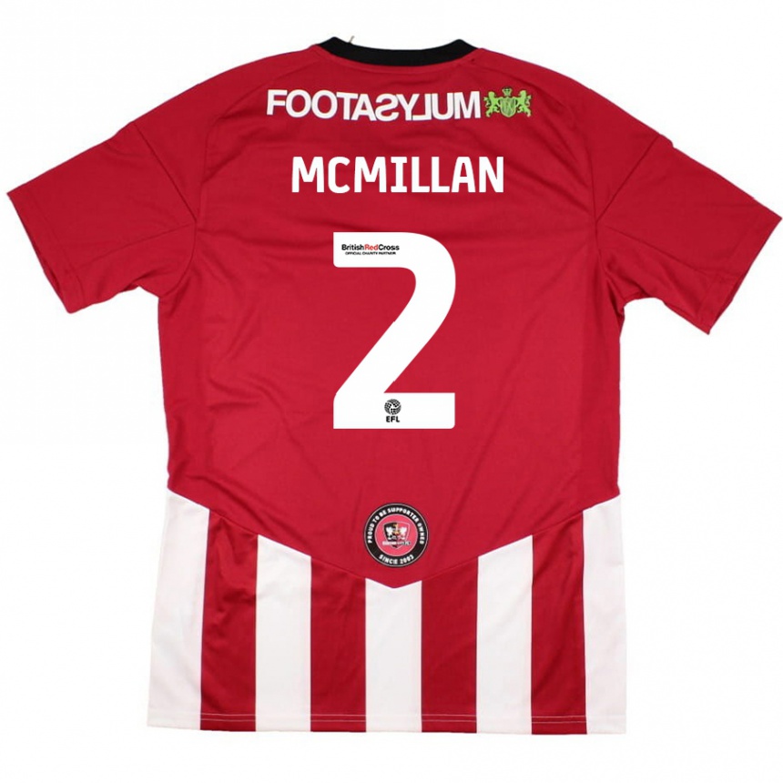 Kids Football Jack Mcmillan #2 Red White Home Jersey 2024/25 T-Shirt Nz