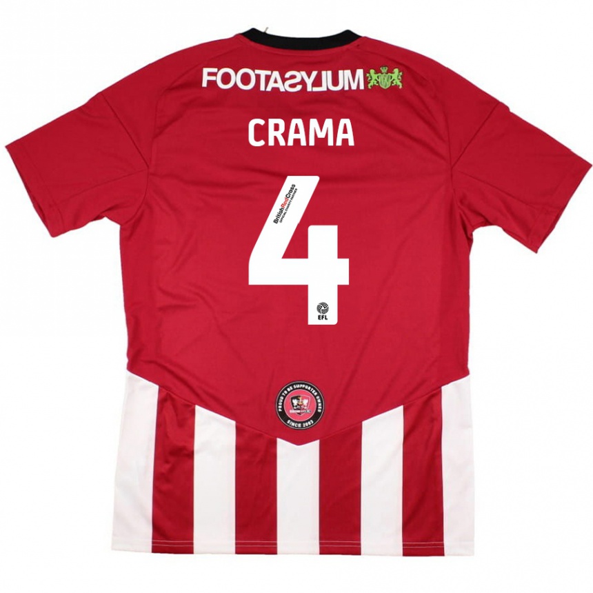 Kids Football Tristan Crama #4 Red White Home Jersey 2024/25 T-Shirt Nz