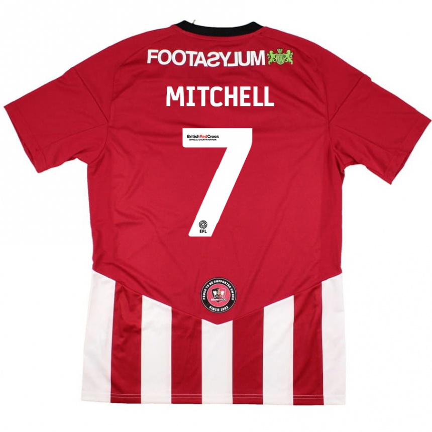 Kids Football Demetri Mitchell #7 Red White Home Jersey 2024/25 T-Shirt Nz