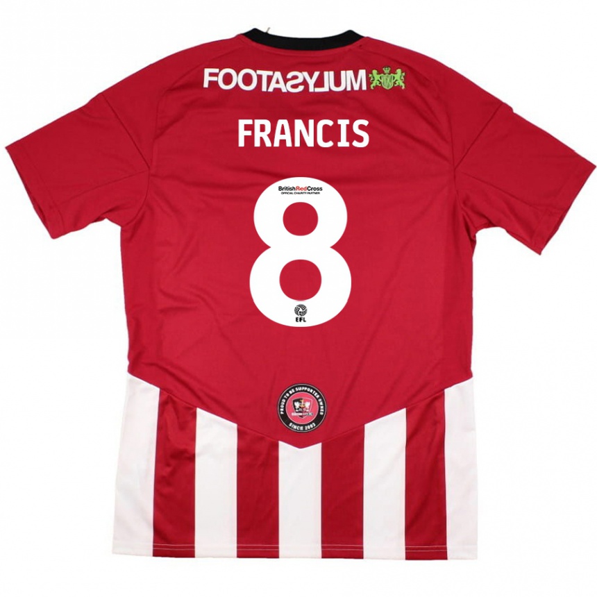 Kids Football Ed Francis #8 Red White Home Jersey 2024/25 T-Shirt Nz