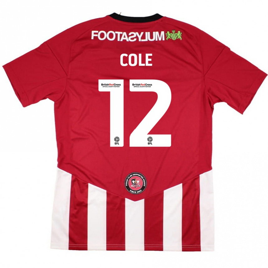 Kids Football Reece Cole #12 Red White Home Jersey 2024/25 T-Shirt Nz