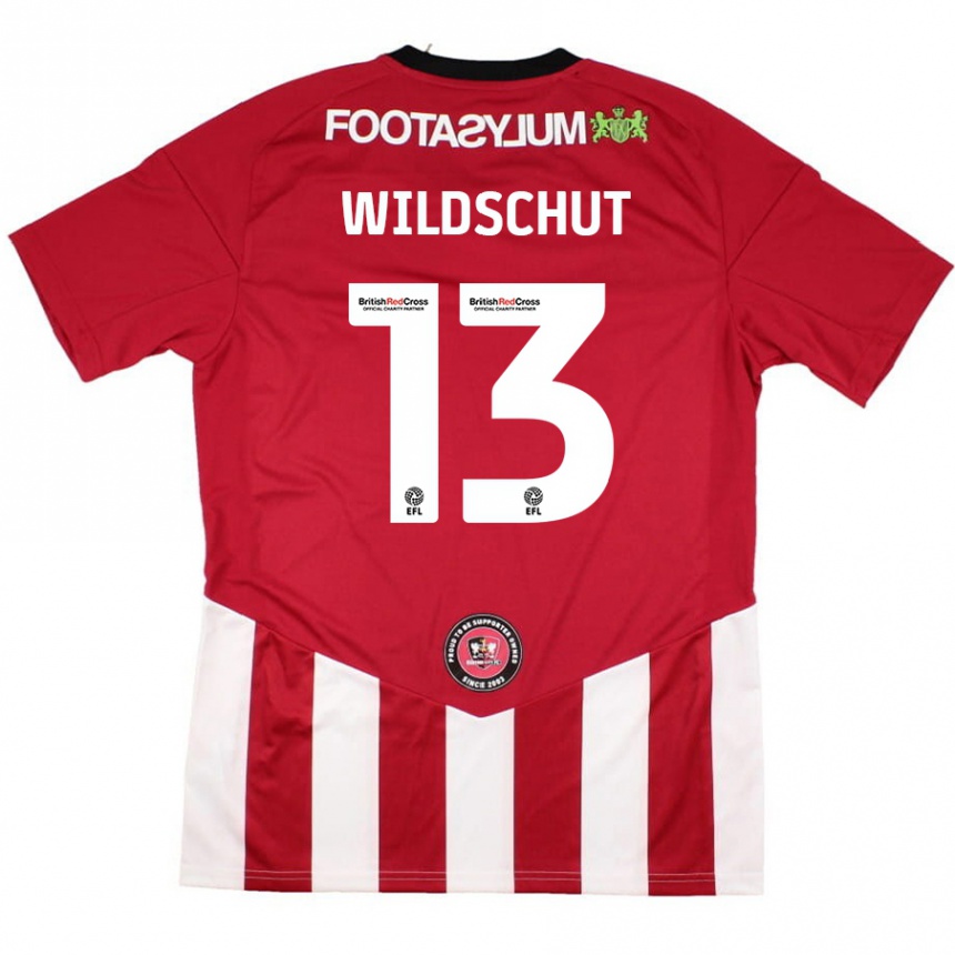 Kids Football Yanic Wildschut #13 Red White Home Jersey 2024/25 T-Shirt Nz