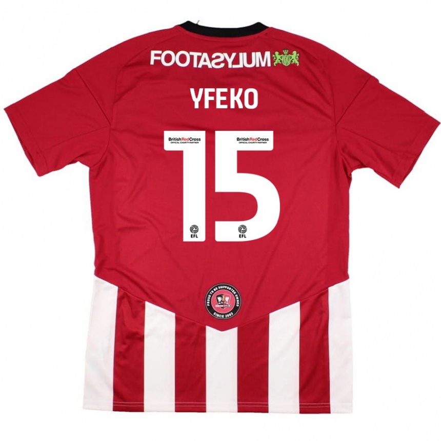 Kids Football Johnly Yfeko #15 Red White Home Jersey 2024/25 T-Shirt Nz