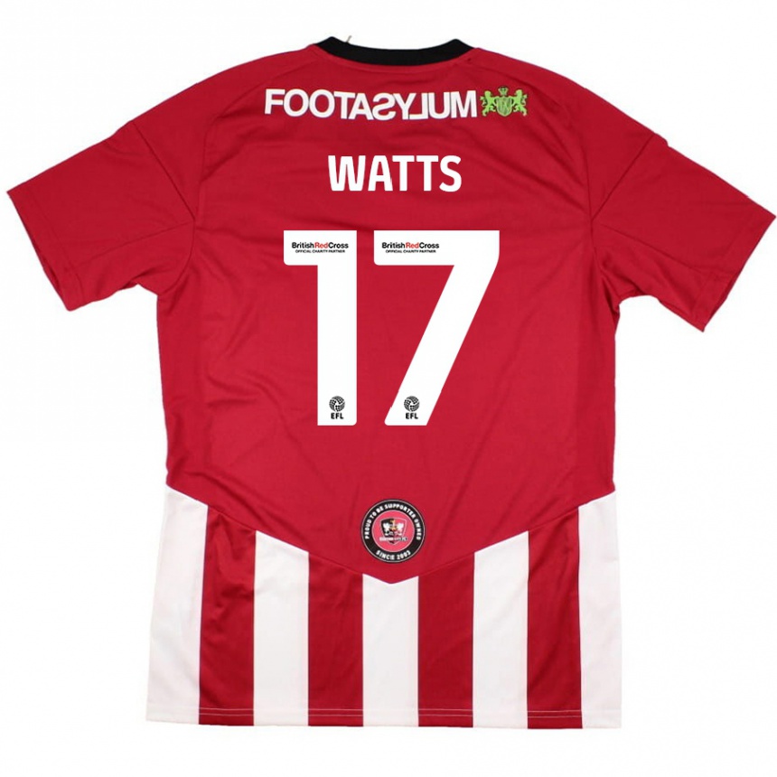 Kids Football Caleb Watts #17 Red White Home Jersey 2024/25 T-Shirt Nz