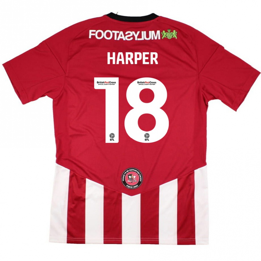 Kids Football Vincent Harper #18 Red White Home Jersey 2024/25 T-Shirt Nz