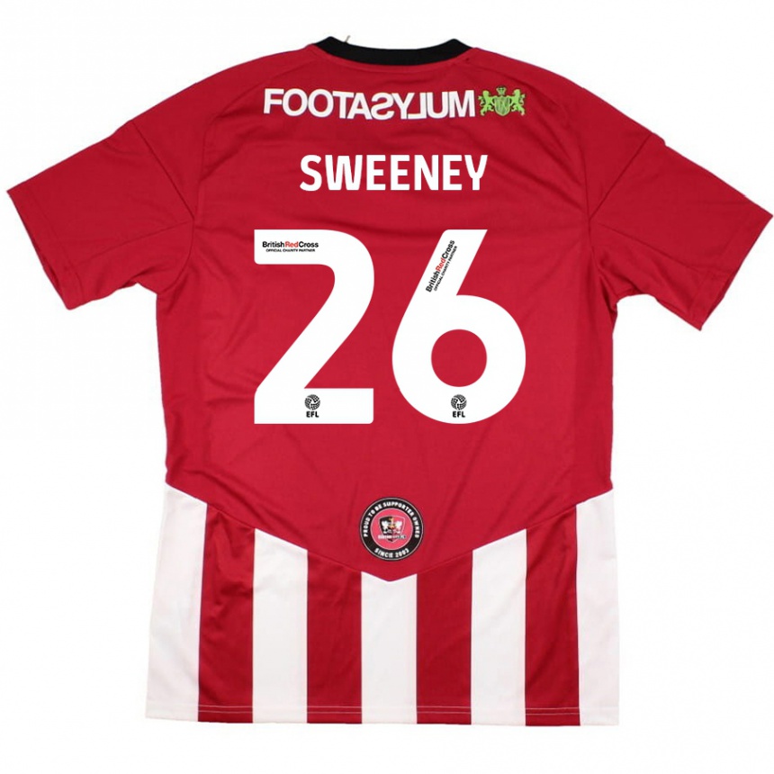 Kids Football Pierce Sweeney #26 Red White Home Jersey 2024/25 T-Shirt Nz