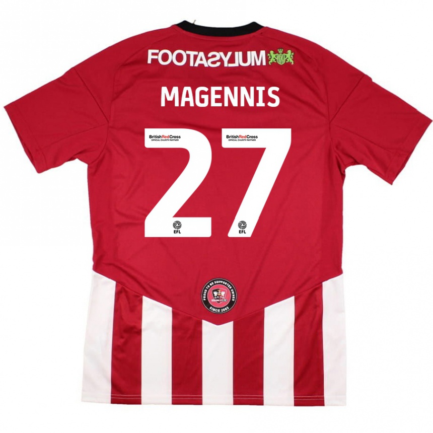 Kids Football Josh Magennis #27 Red White Home Jersey 2024/25 T-Shirt Nz