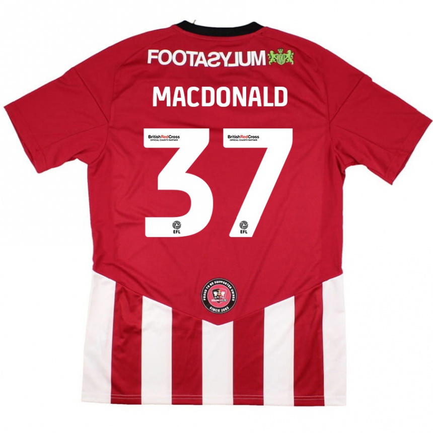 Kids Football Shaun Macdonald #37 Red White Home Jersey 2024/25 T-Shirt Nz