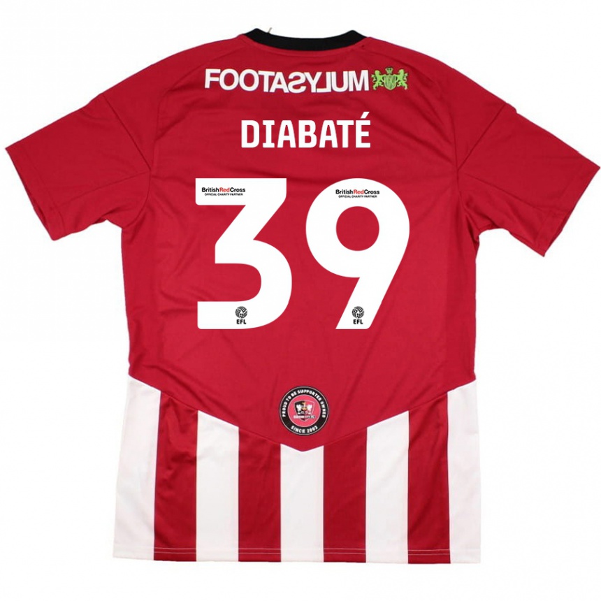 Kids Football Cheick Diabaté #39 Red White Home Jersey 2024/25 T-Shirt Nz