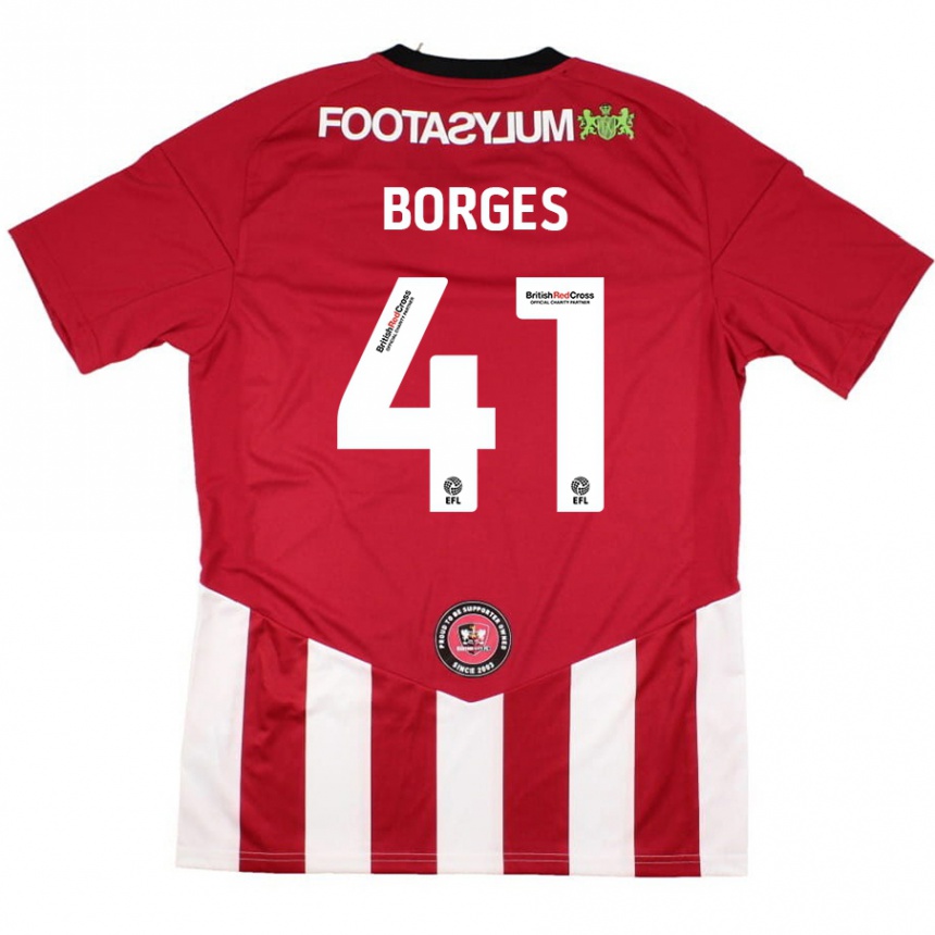 Kids Football Pedro Borges #41 Red White Home Jersey 2024/25 T-Shirt Nz