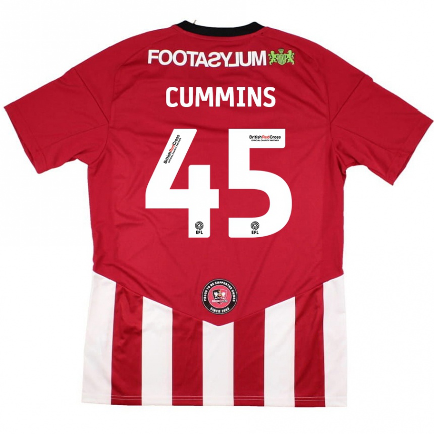 Kids Football Charlie Cummins #45 Red White Home Jersey 2024/25 T-Shirt Nz