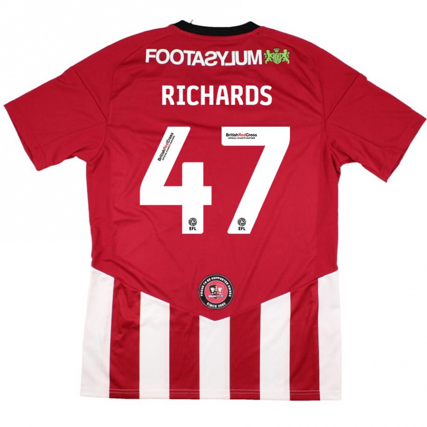 Kids Football Jake Richards #47 Red White Home Jersey 2024/25 T-Shirt Nz