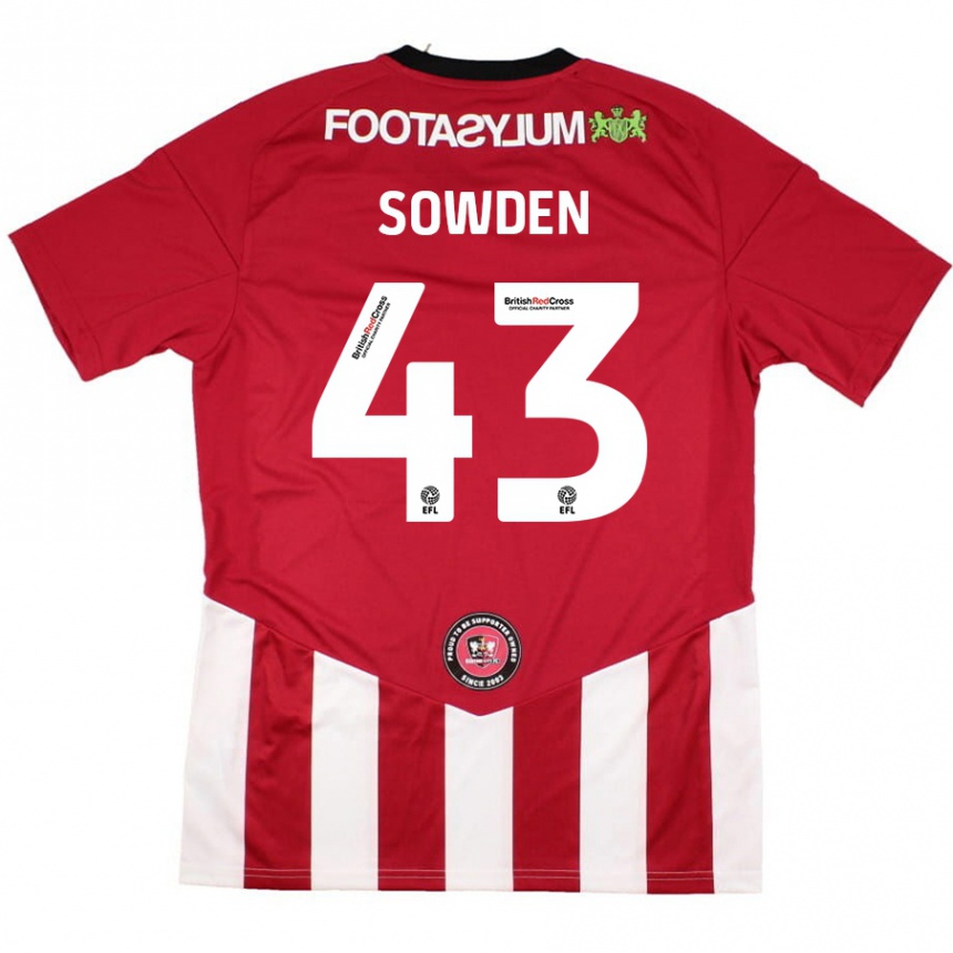 Kids Football Andrew Sowden #43 Red White Home Jersey 2024/25 T-Shirt Nz