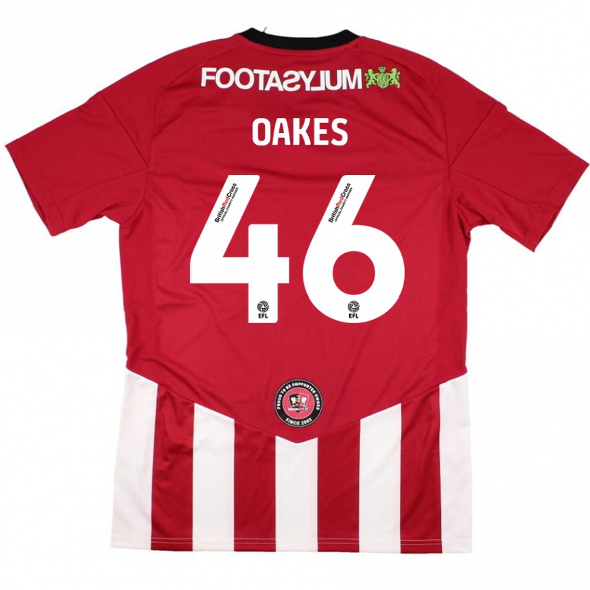 Kids Football Liam Oakes #46 Red White Home Jersey 2024/25 T-Shirt Nz