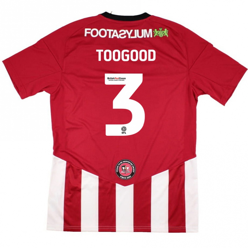 Kids Football Emily Toogood #3 Red White Home Jersey 2024/25 T-Shirt Nz