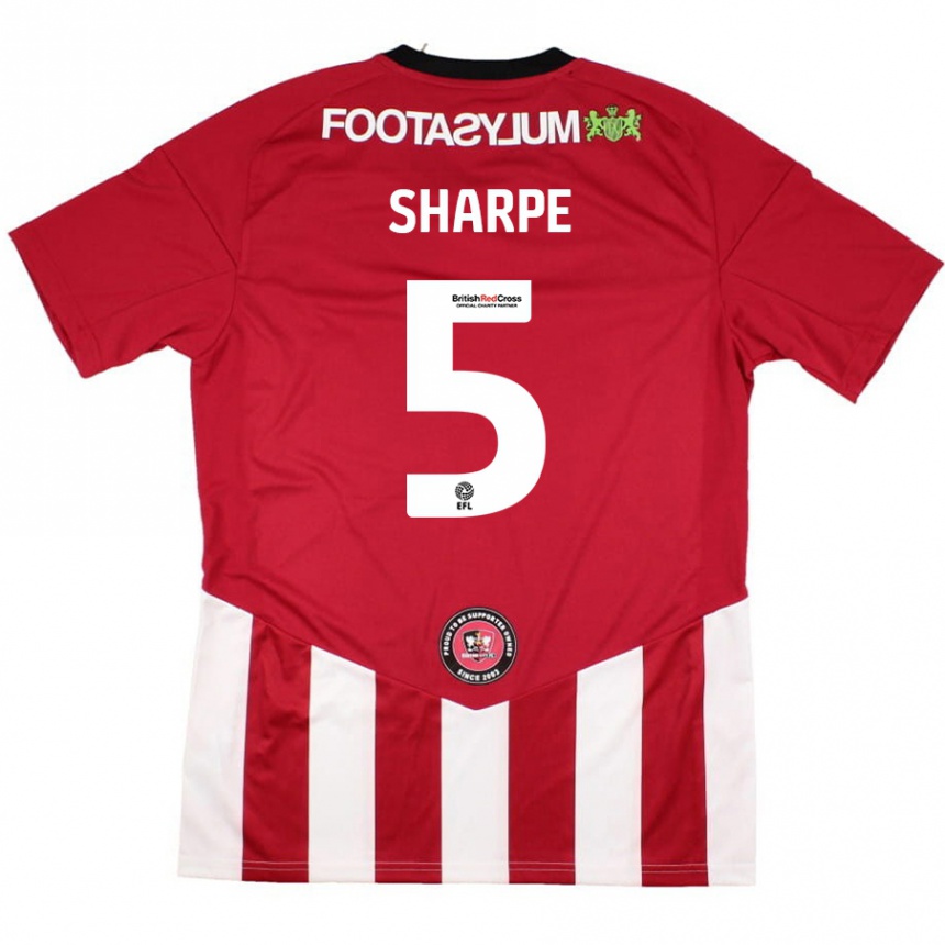 Kids Football Manfy Sharpe #5 Red White Home Jersey 2024/25 T-Shirt Nz