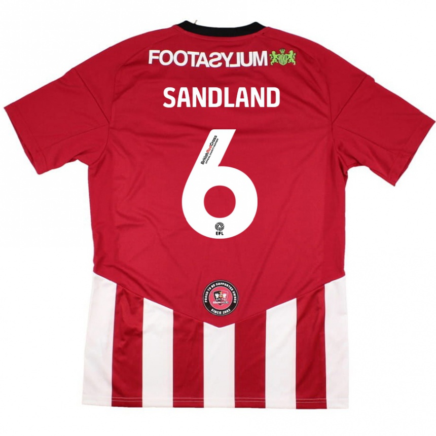 Kids Football Jess Sandland #6 Red White Home Jersey 2024/25 T-Shirt Nz