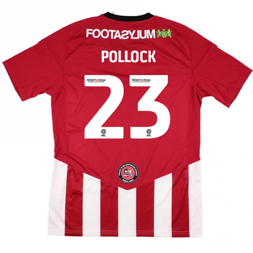 Kids Football Amber Pollock #23 Red White Home Jersey 2024/25 T-Shirt Nz