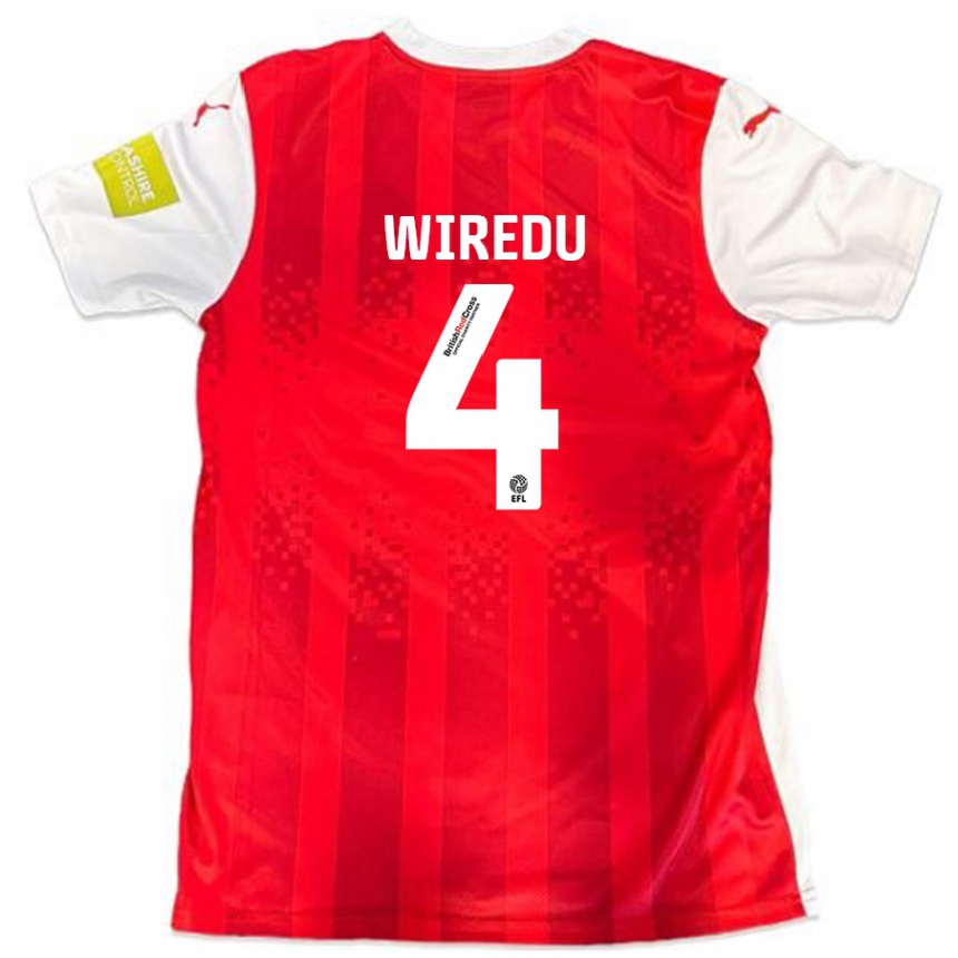 Kids Football Brendan Wiredu #4 Red White Home Jersey 2024/25 T-Shirt Nz