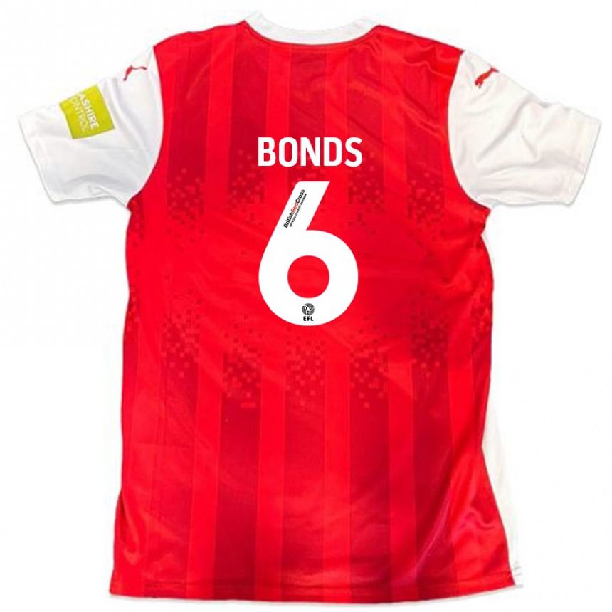 Kids Football Elliot Bonds #6 Red White Home Jersey 2024/25 T-Shirt Nz