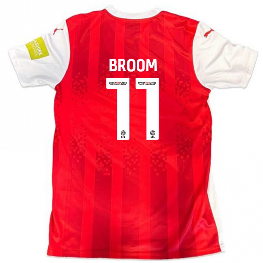 Kids Football Ryan Broom #11 Red White Home Jersey 2024/25 T-Shirt Nz