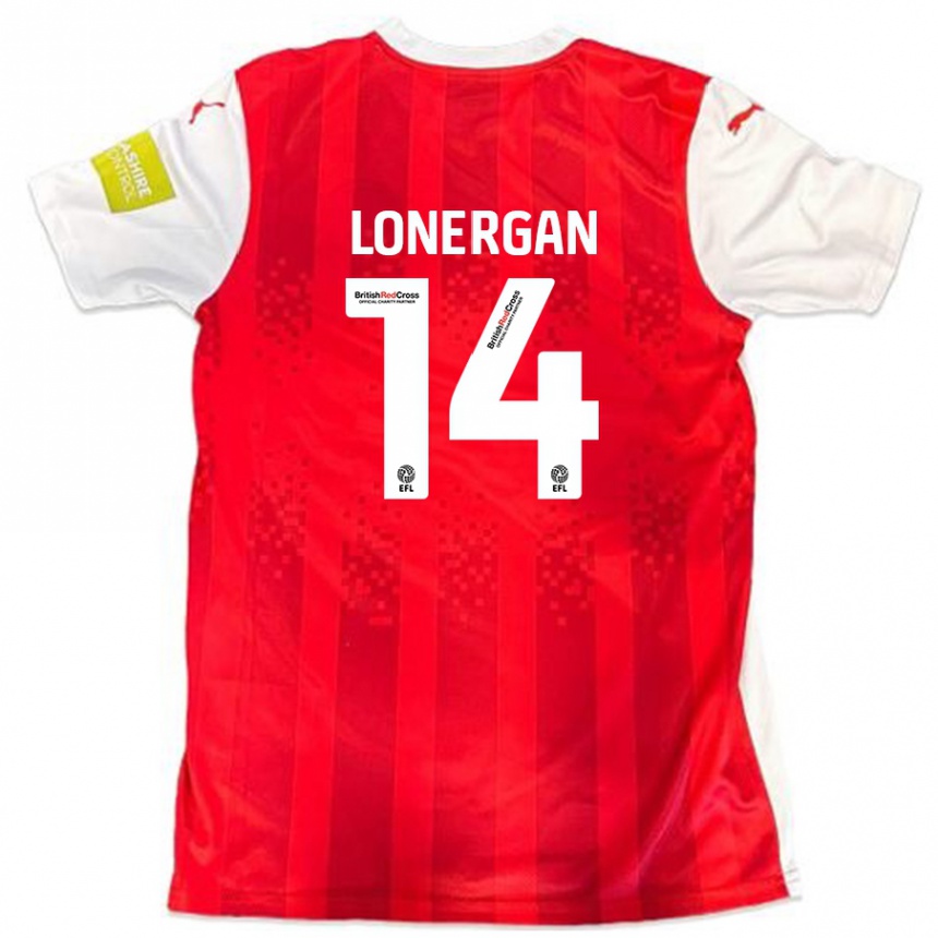 Kids Football Tommy Lonergan #14 Red White Home Jersey 2024/25 T-Shirt Nz