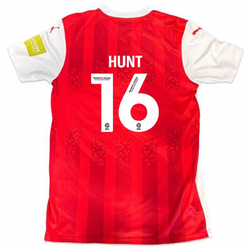 Kids Football Mackenzie Hunt #16 Red White Home Jersey 2024/25 T-Shirt Nz