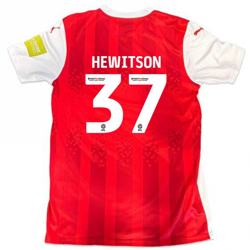 Kids Football Luke Hewitson #37 Red White Home Jersey 2024/25 T-Shirt Nz