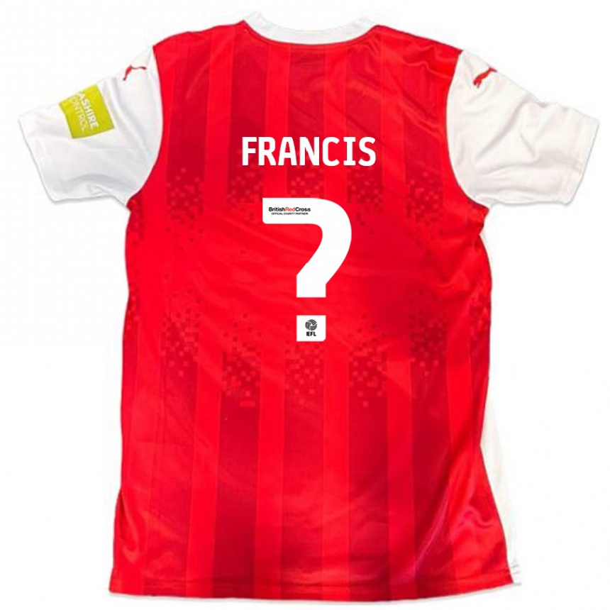 Kids Football Dannen Francis #0 Red White Home Jersey 2024/25 T-Shirt Nz